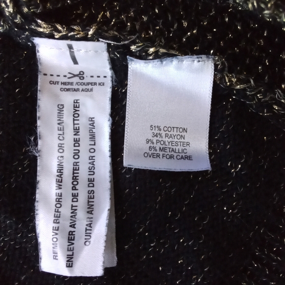 Women's Relativity Metallic Gold & Black Knit Sweater Raglan Sleeve Crew Neck - Picture 10 of 13